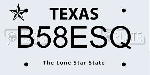 B58ESQ Texas License Plate
