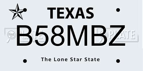 B58MBZ Texas License Plate