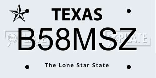 B58MSZ Texas License Plate