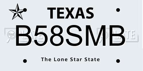B58SMB Texas License Plate