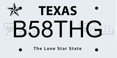 B58THG Texas License Plate