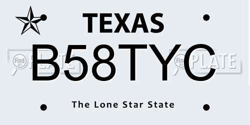 B58TYC Texas License Plate