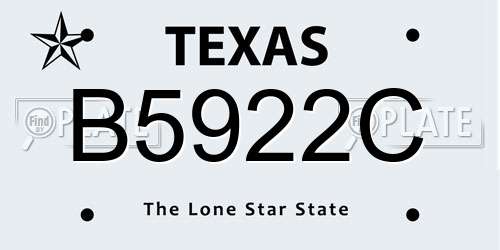 B5922C Texas License Plate