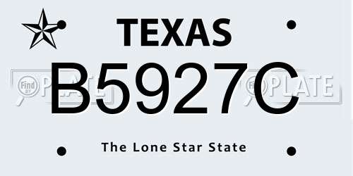 B5927C Texas License Plate