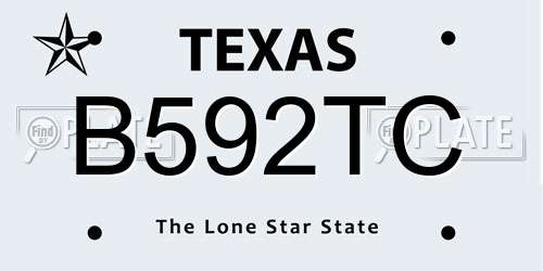 B592TC Texas License Plate