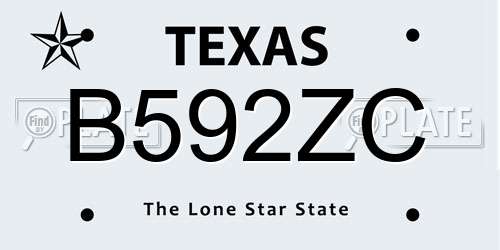 B592ZC Texas License Plate