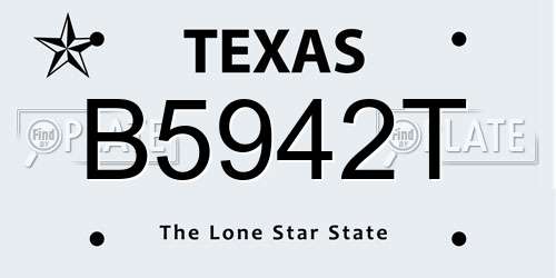 B5942T Texas License Plate