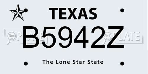 B5942Z Texas License Plate