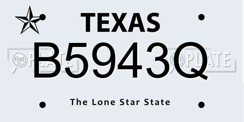 B5943Q Texas License Plate