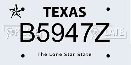 B5947Z Texas License Plate