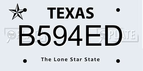 B594ED Texas License Plate