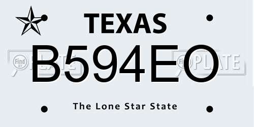 B594EO Texas License Plate