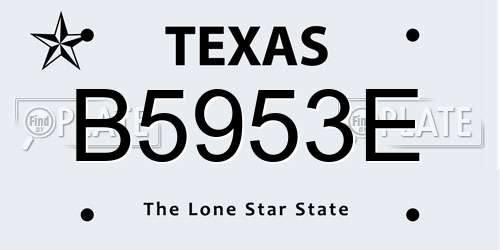 B5953E Texas License Plate