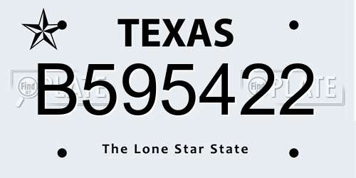 B595422 Texas License Plate