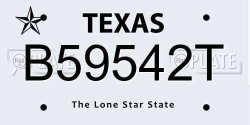 B59542T Texas License Plate