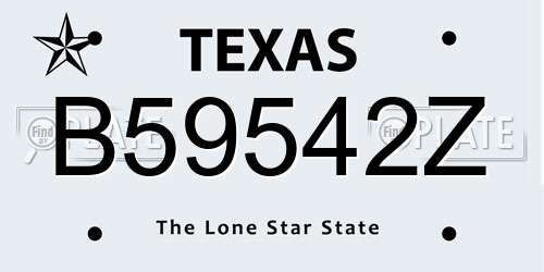 B59542Z Texas License Plate