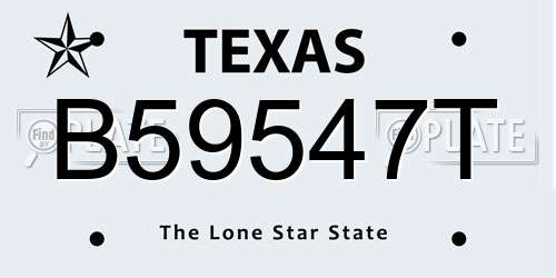B59547T Texas License Plate