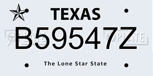 B59547Z Texas License Plate