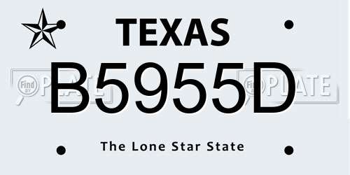 B5955D Texas License Plate