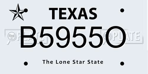 B5955O Texas License Plate