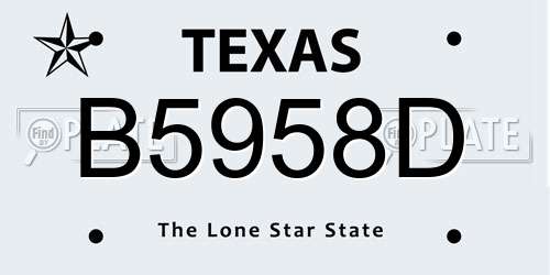 B5958D Texas License Plate