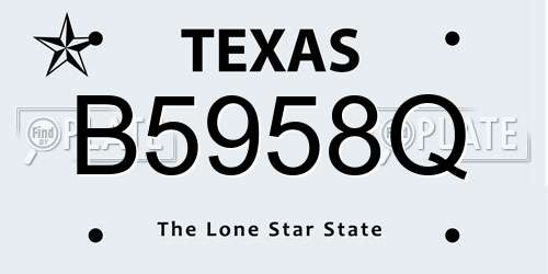 B5958Q Texas License Plate