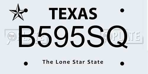 B595SQ Texas License Plate