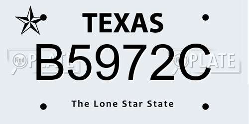 B5972C Texas License Plate