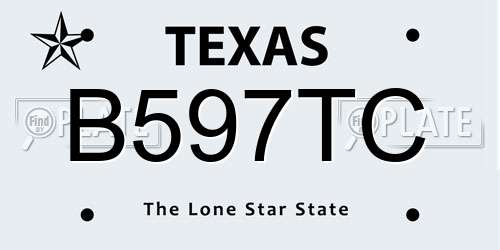 B597TC Texas License Plate