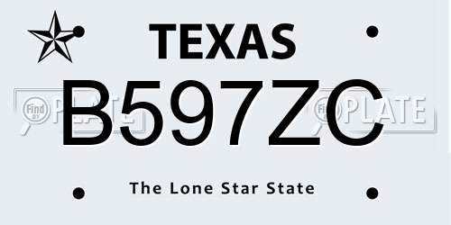 B597ZC Texas License Plate