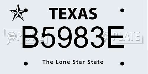 B5983E Texas License Plate