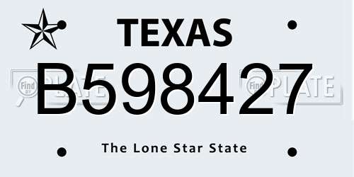 B598427 Texas License Plate