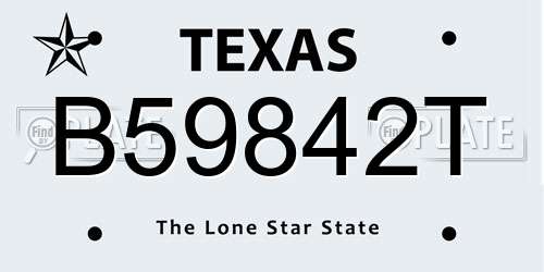B59842T Texas License Plate