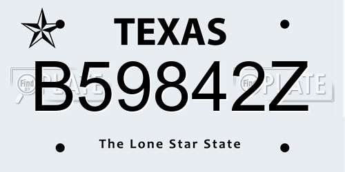 B59842Z Texas License Plate