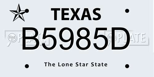 B5985D Texas License Plate