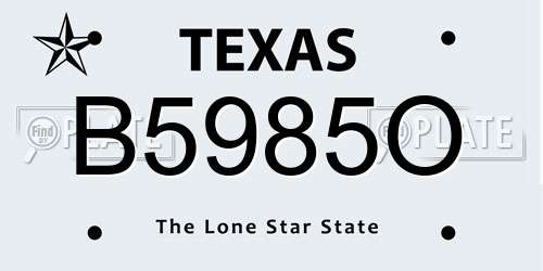 B5985O Texas License Plate