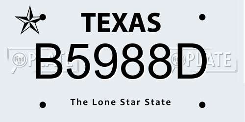B5988D Texas License Plate