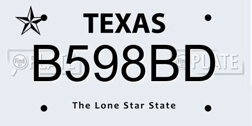 B598BD Texas License Plate