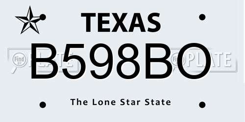 B598BO Texas License Plate