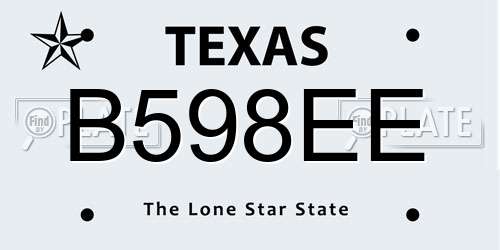 B598EE Texas License Plate