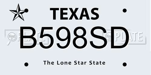 B598SD Texas License Plate
