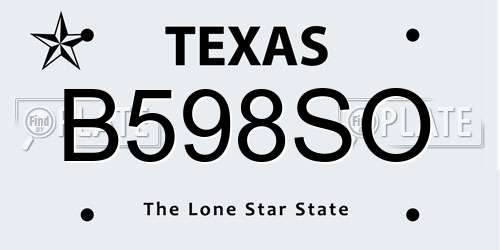 B598SO Texas License Plate