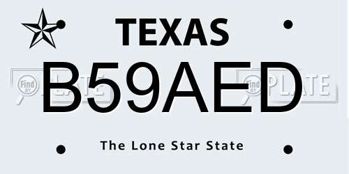 B59AED Texas License Plate