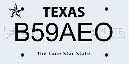 B59AEO Texas License Plate