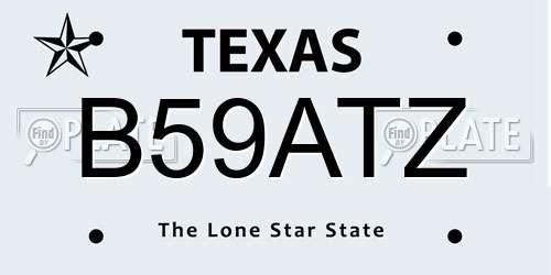 B59ATZ Texas License Plate