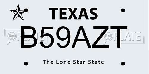 B59AZT Texas License Plate