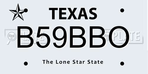 B59BBO Texas License Plate