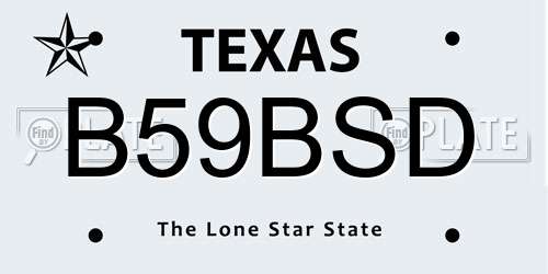 B59BSD Texas License Plate