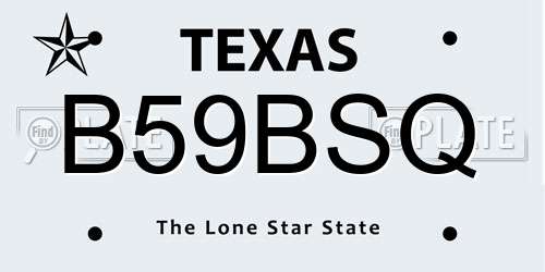 B59BSQ Texas License Plate