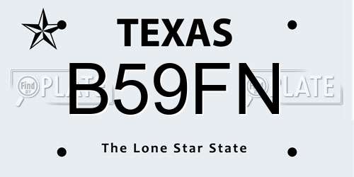 B59FN Texas License Plate